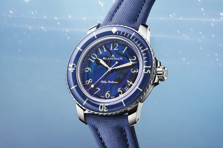 BLANCPAIN 五十噚攝影特展101開展 限量版珍珠母貝湛藍色五十噚 全新 Bathyscaphe 鈦金屬深潛器