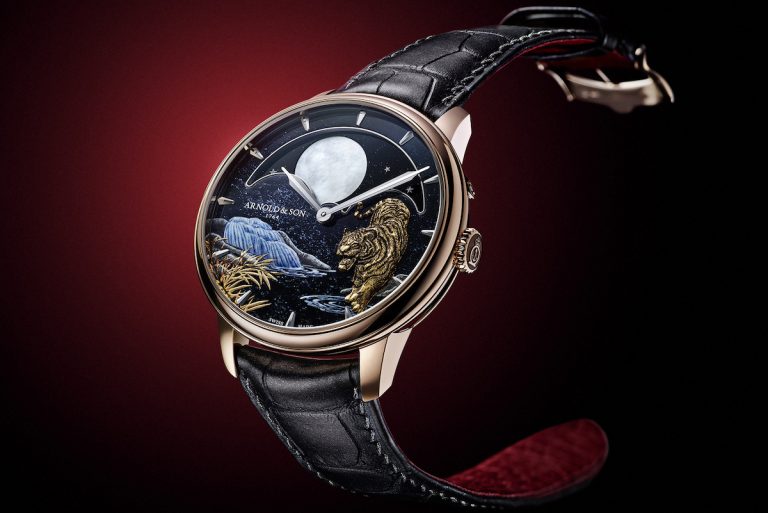 ARNOLD&SON 瑞士亞諾表 虎年金雕微繪恆久月相腕表