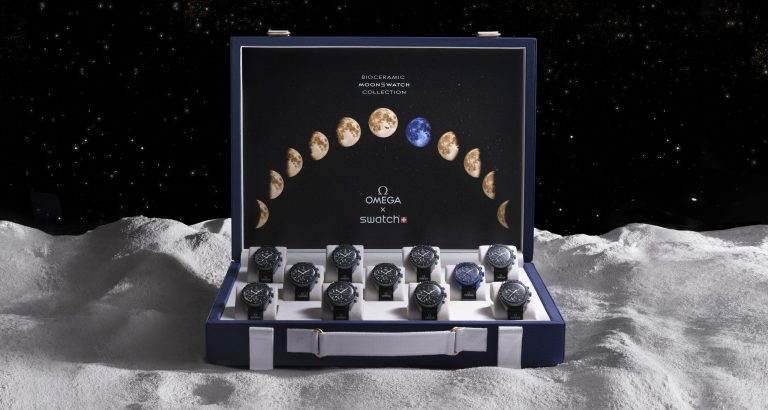 OMEGA 拍賣11套 行李箱內含11款OMEGA X Swatch “Mission to Moonshine Gold”時計腕錶收藏