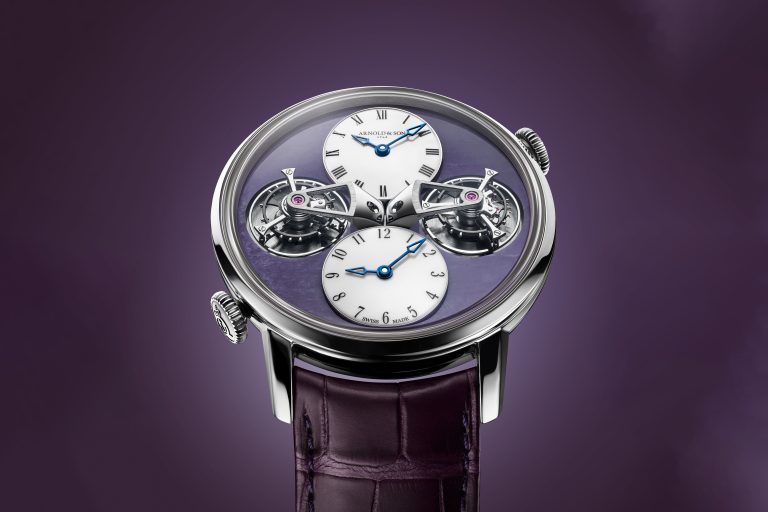 Arnold & Son 全球僅有一只「紫龍晶」雙陀飛輪白金腕錶 展現非凡貴氣