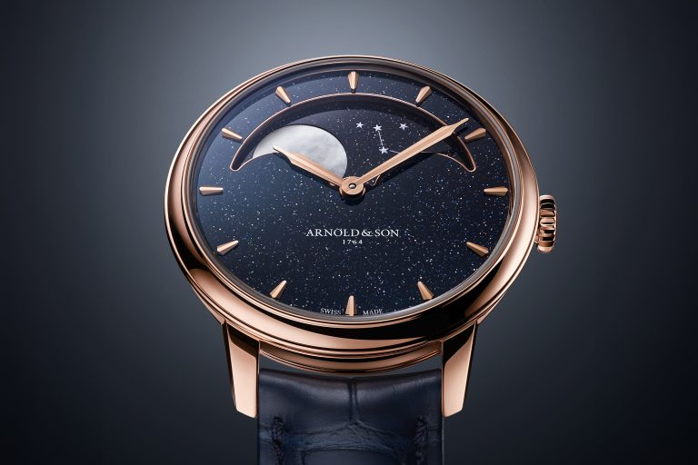 [GWD 2024] Arnold & Son全新Perpetual Moon 38 Red Gold限量腕錶 藍色砂金石/灰色太陽紋