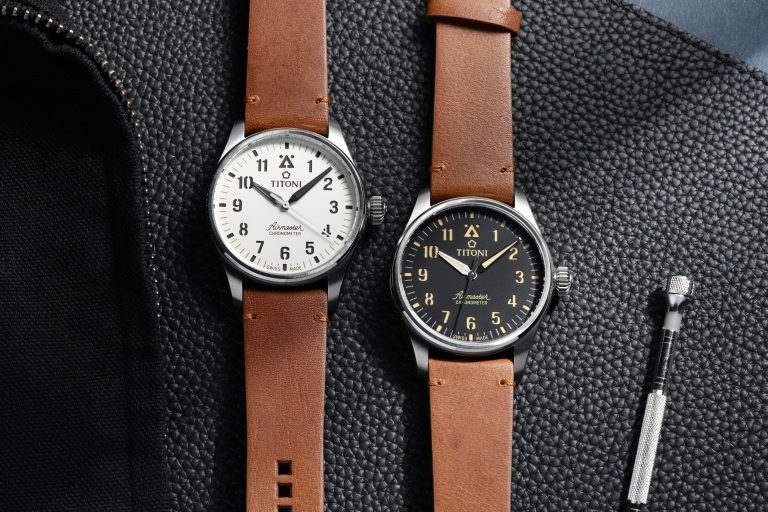 TITONI Airmaster Pilot 飛行員天文台腕錶 獨特三明治面盤設計展現絕佳夜光效果