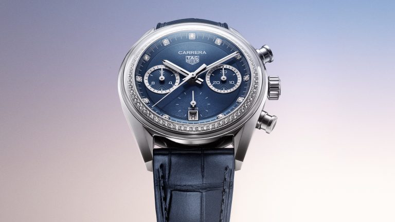 TAG HEUER 女錶新作 CARRERA 計時腕錶鑲鑽款/日期自動腕錶淡粉色與丁香紫款