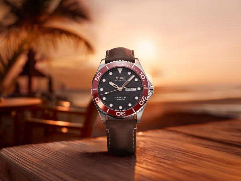 腕間的絕美日落 MIDO Ocean Star 200C 陶瓷圈潛水錶，以「火焰紅」波浪紋理再造經典